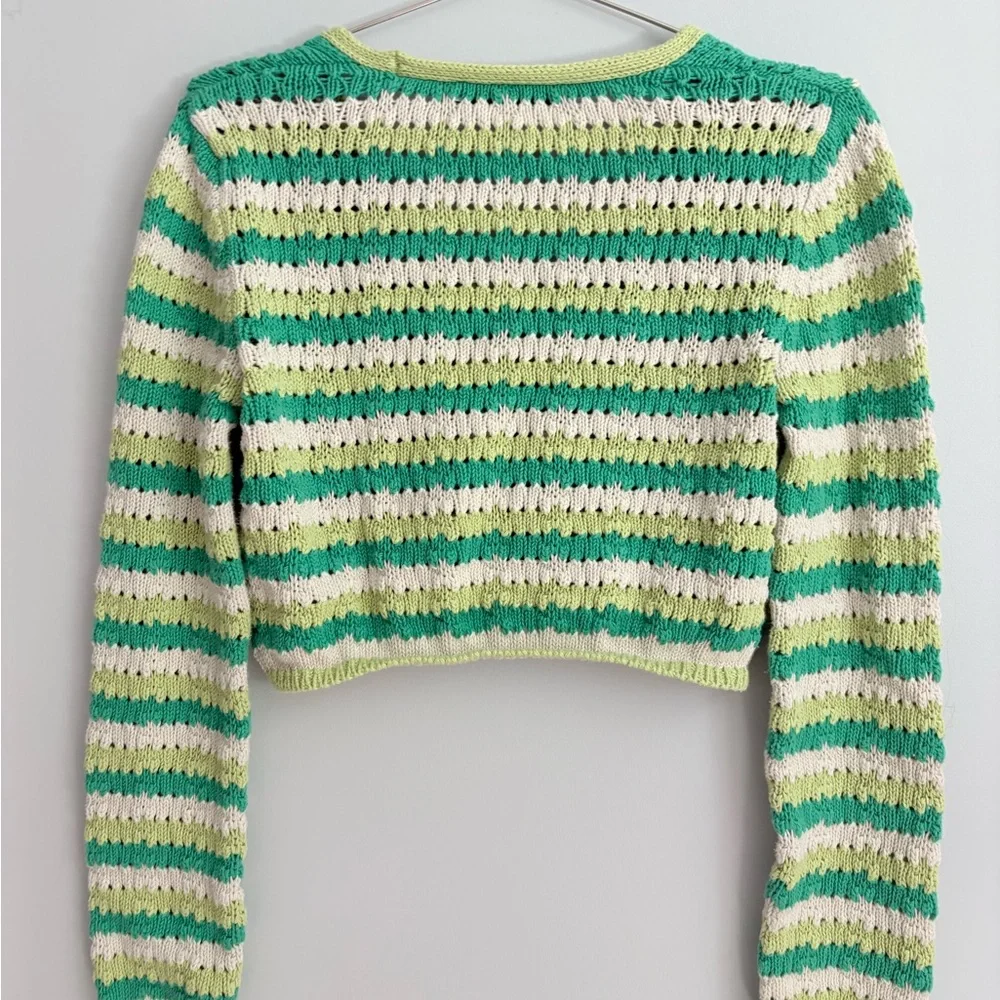 Zara Mint Green and Cream Striped Cardigan - Picture 5 of 6